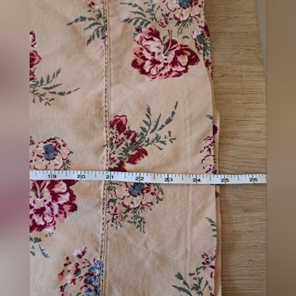 Eddie Baurer Linen Cotton Blend Floral Tan Midi Knee-length Skirt Size 6 - Picture 3 of 3